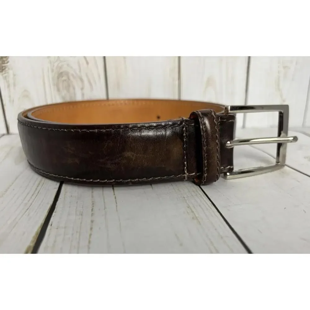 HARRIS Barney's NY Distressed Leather Belt‎ Men's 36 Brown